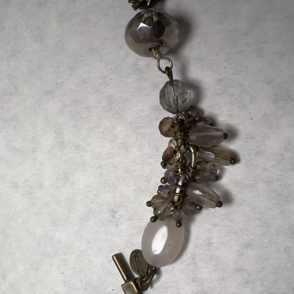 Chicos Bracelet Toggle Closure Mixed Beads Antique Brass Tone 5 Strand Chunky - Picture 5 of 6